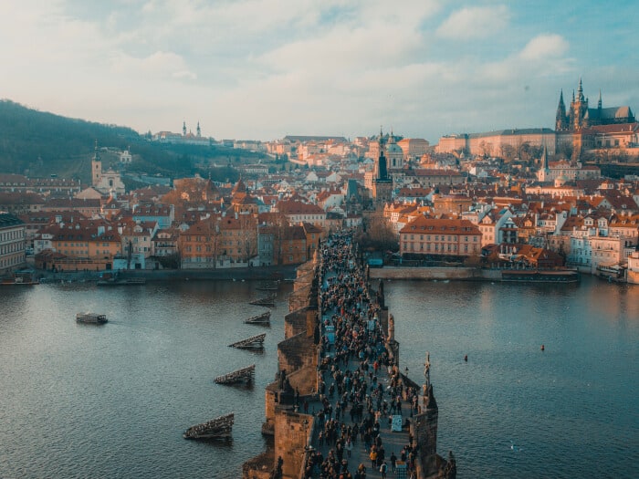 People gathered in Prague between the sea