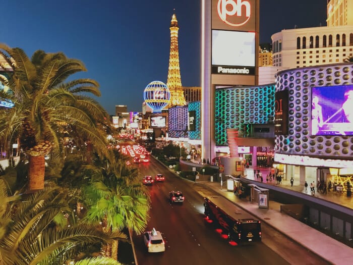 Top view of the streets of Las Vegas