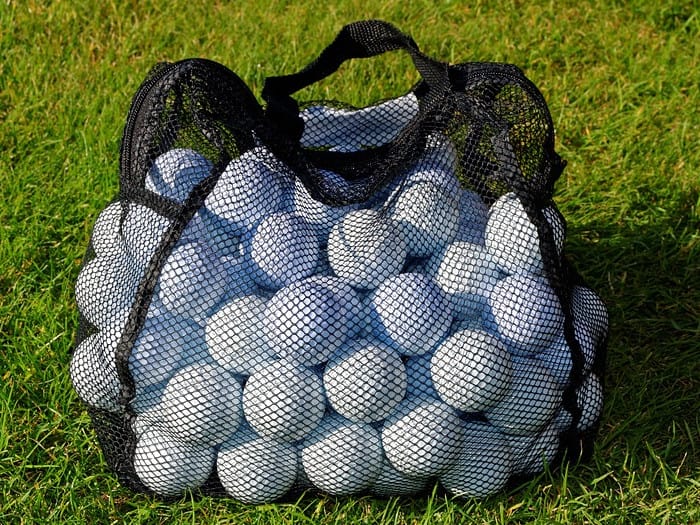 golf balls in mesh bag